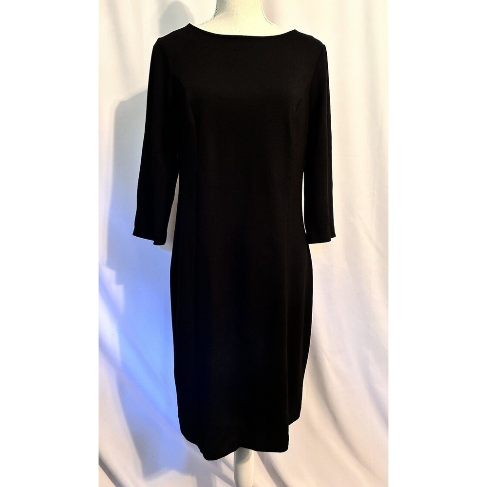 Chicos Sheath Dress Womens Size‎ 0.5 Black 3/4 sleeve Party Cocktail Business